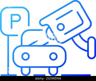 Hijacking prevention with security camera footage gradient linear vector icon. Anti-hijack system for vehicles. Thin line color symbols. Modern style Stock Vector
