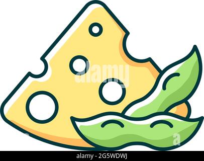 Soy cheese RGB color icon Stock Vector