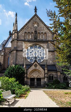 Berlin-Wedding. St. Sebastian Catholic church, Sebastiankirche is a neo-Gothic parish church built 1890-1893 on Gartenplatz Stock Photo