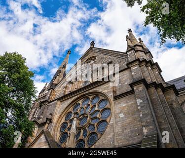 Berlin-Wedding. St. Sebastian Catholic church, Sebastiankirche is a neo-Gothic parish church built 1890-1893 on Gartenplatz Stock Photo