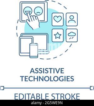 Assistive technologies concept icon. Autistic behavior treatment abstract idea thin line illustration. Support individuals with autism. Vector isolate Stock Vector