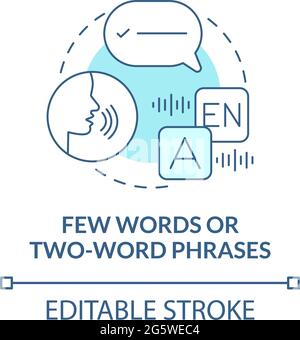 Few words and two-word phrases concept icon. Autism sign abstract idea thin line illustration. Verbal difficulties. Poor spoken language skills. Vecto Stock Vector