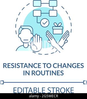 Resistance to changes in routines concept icon. Autism sign abstract idea thin line illustration. Changing scheduled activities. Vector isolated outli Stock Vector