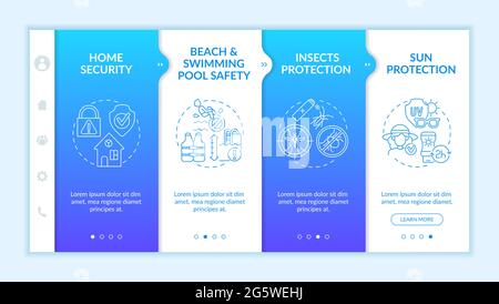 Summer break safety onboarding vector template Stock Vector