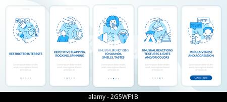 ASD symptoms onboarding mobile app page screen Stock Vector