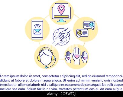 Contact us concept line icons with text Stock Vector