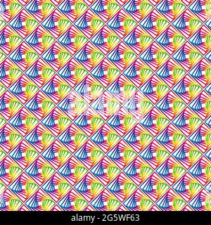 Square grid patterns with 3D effect rainbow and gradient colored Stock Vector