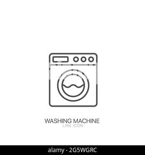 Washing machine outline vector icon. Editable stroke Stock Vector