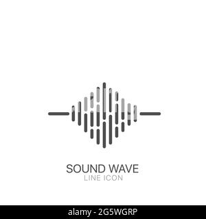 Sound wave outline vector icon. Editable stroke Sound wave equalizer Stock Vector