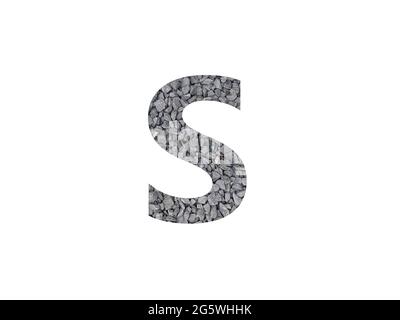 Letter S of the alphabet made with grey gravel isolated on a white background Stock Photo