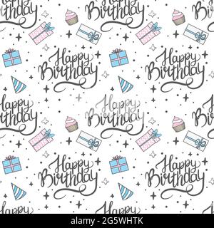 Seamless pattern happy birthday suitable for wrapping and decorating background. Vector illustration. Stock Vector
