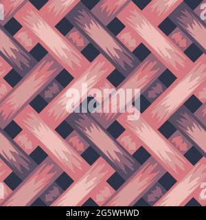 Seamless vector repeat pattern braiding texture with pink and purple colours. Woven 3d wallpaper design. Knitted textile fabric. Stock Vector