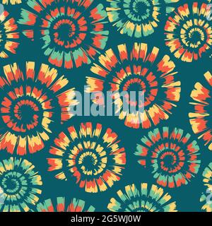 Seamless vector pattern with spiral tie dye on teal blue background.  Artistic seashell wallpaper design. Creative paint texture fashion textile  Stock Vector Image & Art - Alamy