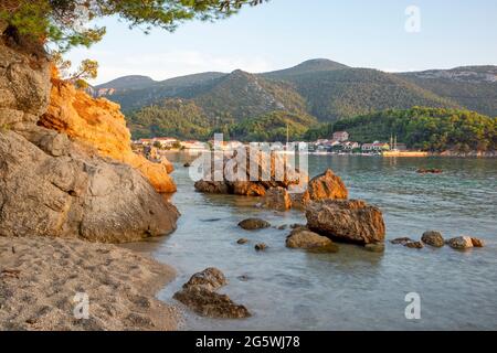Croatia - The coast of Peliesac peninsula near Zuliana village in suset light. Stock Photo
