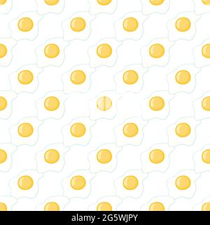 Broken eggs seamless pattern. Scrambled eggs with a seamless pattern. Scrambled eggs, isolated on a yellow background. Vector, illustration Stock Vector