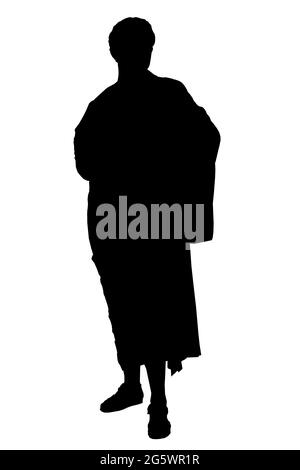 Silhouette of a man dressed in a robe isolated on a white background. Vector illustration. Stock Vector