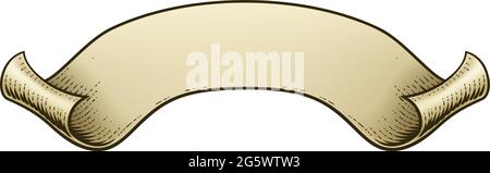 Scroll Vintage Woodcut Banner Paper Ribbon Drawing Stock Vector