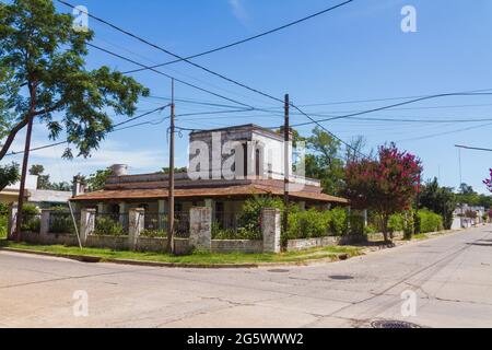 Old Town Corner House in San Antonio de Areco, Buenos Aires Province, Argentina Stock Photo