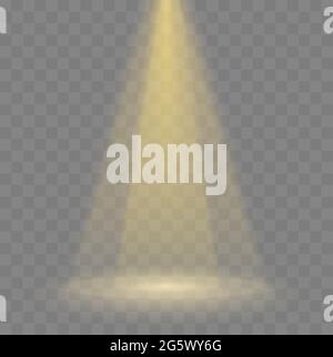 Spotlight illustration. Vector transparent spotlight isolated. Scene illumination. Light effect. Stock Vector
