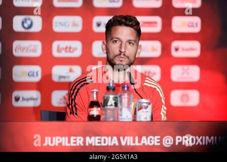 Belgium's Dries Mertens pictured during a press conference of the Belgian national soccer team Red Devils, in Tubize, Wednesday 30 June 2021. The team Stock Photo