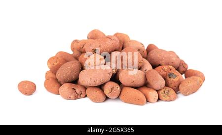 Expanded clay drainage isolated on white background. Whole brown clay pebbles. Stock Photo