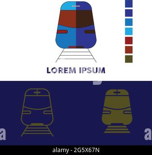 new train design illustration. vector of a train logo in bright color. train logo design for clothes, logos, and others Stock Vector