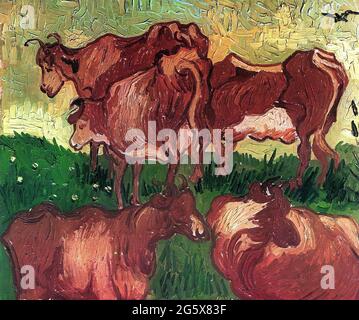 Cows by Vincent Van Gogh 1890. Lille Palace of Fine Arts in France Stock Photo