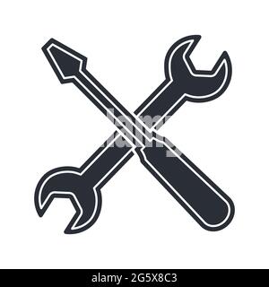 Maintenance symbol with screwdriver and wrench for repair service or construction vector icon Stock Vector