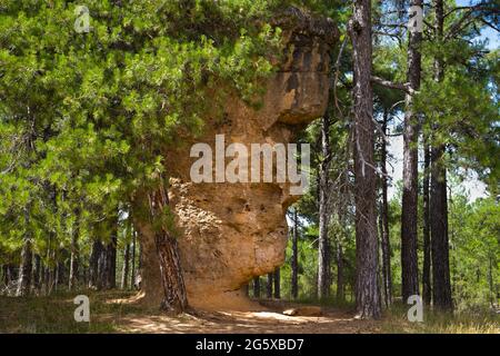 Man's Face in the Ciudad Encantada, Cuenca, Spain. Stock Photo