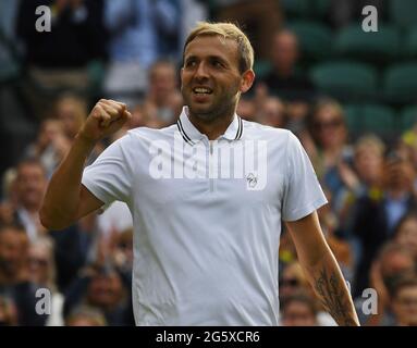 London, Gbr. 30th June, 2021. London Wimbledon Championships Day 3 30/06/2021 Dan Evans (GBR) wins second round match Credit: Roger Parker/Alamy Live News Stock Photo