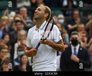 London, Gbr. 30th June, 2021. London Wimbledon Championships Day 3 30/06/2021 Dan Evans (GBR) wins second round match Credit: Roger Parker/Alamy Live News Stock Photo