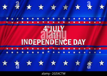 4th of July. Independence Day text sign over a cloth background 3D illustration Stock Photo