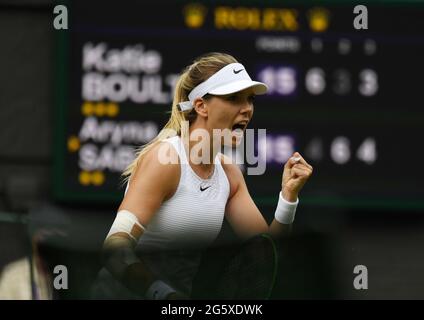 London, Gbr. 30th June, 2021. London Wimbledon Championships Day 3 30/06/2021 Katioe Boulter (GBR) loses second round match Credit: Roger Parker/Alamy Live News Stock Photo