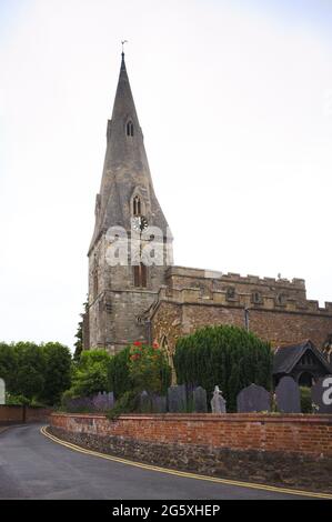 St Peters church and spire in the village of Oadby on the outskirts of Leicester Stock Photo