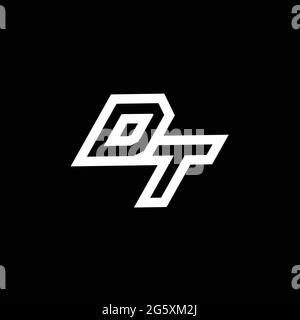 DT logo monogram with up to down style negative space design template isolated on black background Stock Vector