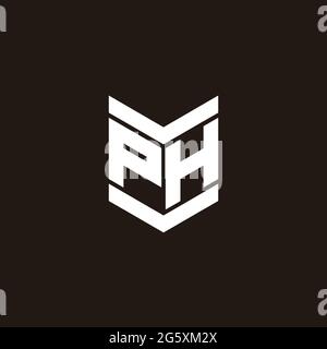 Logo alphabet monogram with emblem style isolated on black background Stock Vector