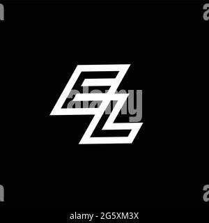 EL logo monogram with up to down style negative space design template isolated on black background Stock Vector