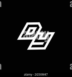 DY logo monogram with up to down style negative space design template isolated on black background Stock Vector