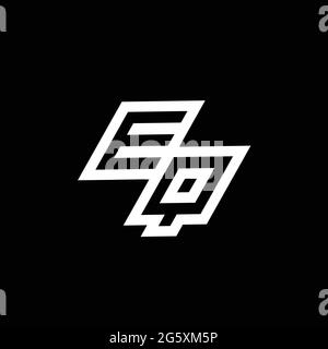 EQ logo monogram with up to down style negative space design template isolated on black background Stock Vector