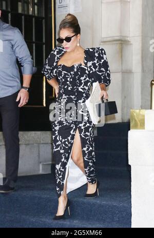 New York, NY, USA. 30th June, 2021. Lady Gaga seen leaving the Plaza Hotel in New York City on June 30, 2021 Credit: Rw/Media Punch/Alamy Live News Stock Photo