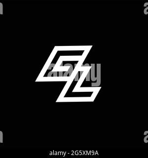 GL logo monogram with up to down style negative space design template isolated on black background Stock Vector