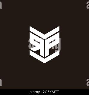 Logo alphabet monogram with emblem style isolated on black background Stock Vector