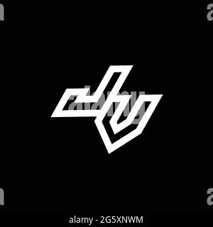 JV logo monogram with up to down style negative space design template isolated on black background Stock Vector