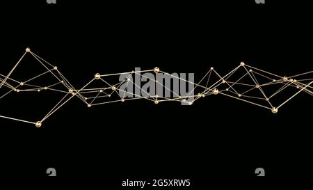 Abstract technology plexus background from lines and dots. Golden molecule structure Stock Photo