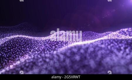 Abstract flowing smooth fractal waves background with light flares Stock Photo