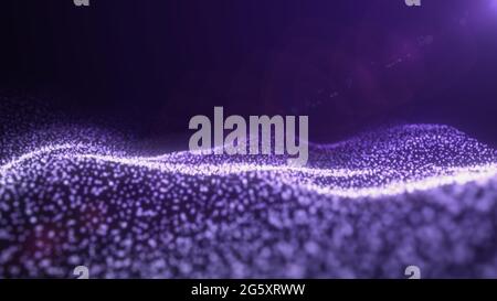 Abstract flowing smooth fractal waves background with light flares. Stock Photo