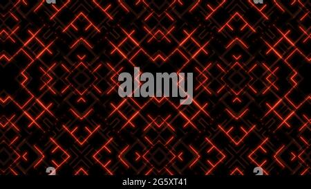 Abstract neon glowing lines, stripes and dots on grid. Futuristic tech background Stock Photo