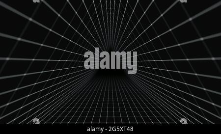 Travel through abstract Plexus tunnel. Dots and lines connection. Stock Photo