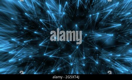 Smooth technological surface like dandelion. Plexus style connecting lines and dots Stock Photo