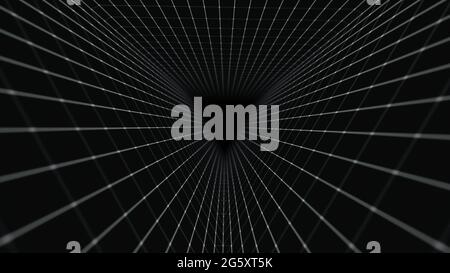 Travel through abstract Plexus tunnel. Dots and lines connection. Stock Photo